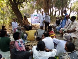 Farmer leader speaking in Field day meeting